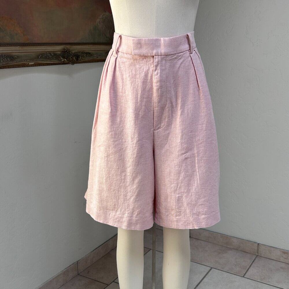 Banana Republic Pink Tailored Bermuda Shorts High Waist Pleated Trouser women 18 - Picture 2 of 12